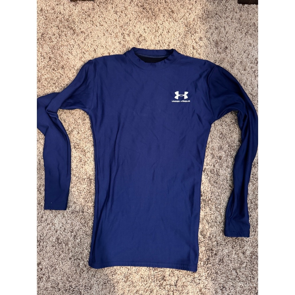 Under Armour ColdGear Women's Small Blue Mock Neck Compression Shirt Base Layer